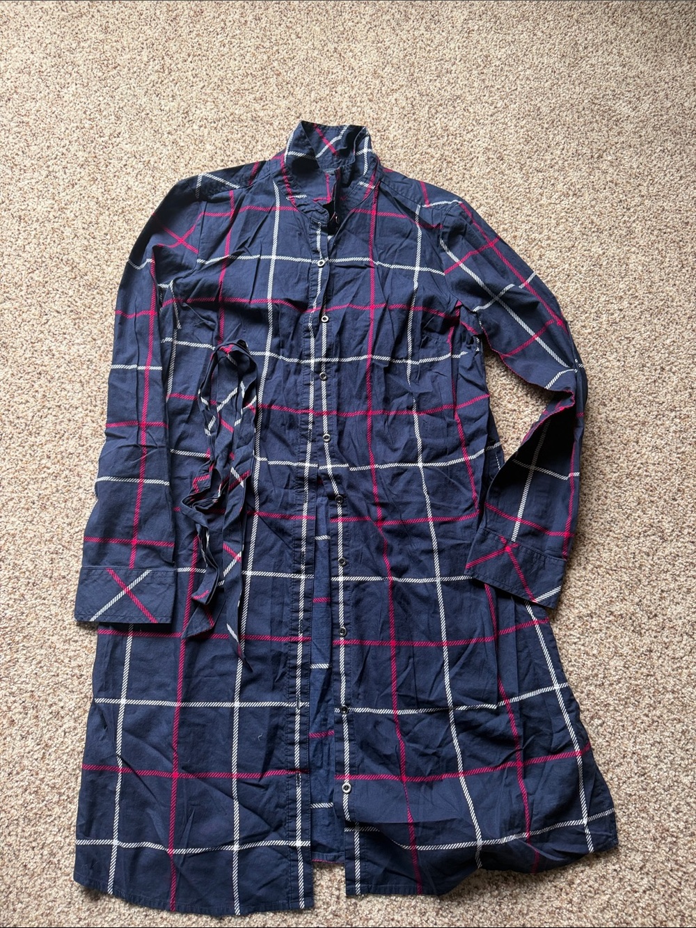 Tommy Hilfiger Navy Plaid Long-Sleeve Shirt Dress